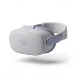 All-in-One Standalone Virtual Reality Headset – Light Gray Wireless VR Goggles with Fabric Headstrap & Minimalist Design